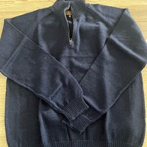 Alpaca Basics Men's Classic Navy Zip-Up Sweater
